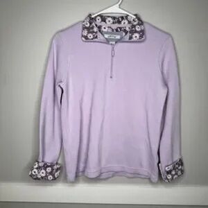 Lilac Off-the-Shoulder Sweater with Floral Trim